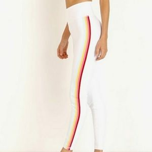 Spiritual Gangster white hi waist rainbow stripe M